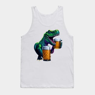 T-Rex With Beer Mugs Tank Top